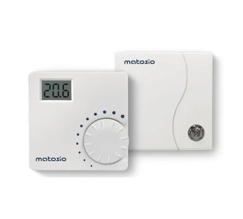Funk-Thermostat Raumregler Set TH611 für Heizkessel, mit Empfänger, Kesselthermostat Digital, batteriebetriebener Raumthermostat, Wandmontage, Weiß