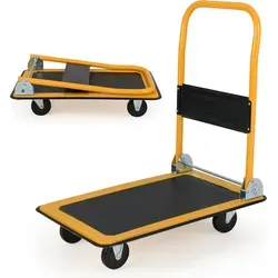 COSTWAY Klappbarer Transportwagen - Plattformwagen mit 150 kg Tragkraft und 360° Lenkrollen - Robuster klappbarer Transportwagen für bis zu 150 kg. Ideal für den einfachen Transport von schweren Gegenständen, mit rutschfester Oberfläche und kompaktem Design für platzsparende Lagerung.