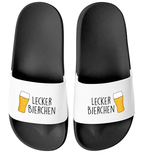Produktbild MoonWorks Badeschlappen mit Lustigem Spruch – Lecker Bierchen