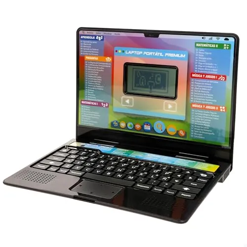 winfun Laptop für Kinder, beleuchtetes LCD-Display, Spanisch und Englisch, Spiele, Musik, Buchstaben und Wörter, 60 Aktivitäten, Kinderspiele, pädagogisches Spielzeug, Kinder 4 Jahre (39371)