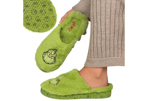 Grinch RUTSCHFESTE Pantoffeln für Damen - Hausschuhe mit Grinch-Motiv, warm und weich, perfekt für gemütliche Winterabende. Die rutschfeste Sohle sorgt für Sicherheit, während das flauschige Material höchsten Komfort bietet.