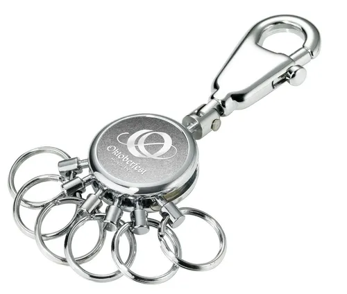 TROIKA OKTOBERFEST Schlüsselanhänger mit Karabinerhaken - Schlüsselanhänger für Herren mit 6 abnehmbaren Ringen und Karabiner – perfekt für das Oktoberfest, um Schlüssel sicher an Dirndl oder Lederhose zu befestigen.