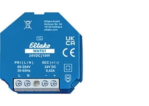 Eltako WNT61-24VDC/10W Weitbereichs-Schaltnetzteil - Sonstige Elektroinstallationsartikel mit hoher Effizienz: nur 0,1W Stand-by-Verlust und stabilisierte Ausgangsspannung von 24V für zuverlässige Stromversorgung.