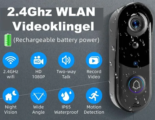 HD 1080P Video Funk Tür-Klingel Kamera Haustür 2,4GHz kabellos APP WLAN Tuya