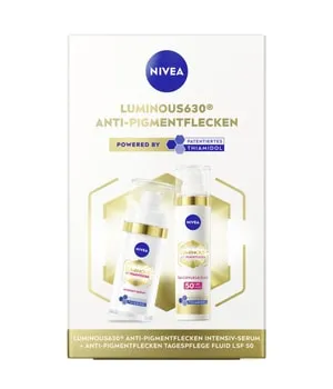 NIVEA LUMINOUS630 Tagespflege & Intensiv Serum Gesichtspflegeset - Hochwertiges Gesichtspflegeset zur Unterstützung eines ebenmäßigen Hautbildes. Die Tagespflege mit Lichtschutzfaktor 50 bietet intensive Feuchtigkeit, während das Serum schnelle Ergebnisse fördert. Ideal für die tägliche Anwendung.