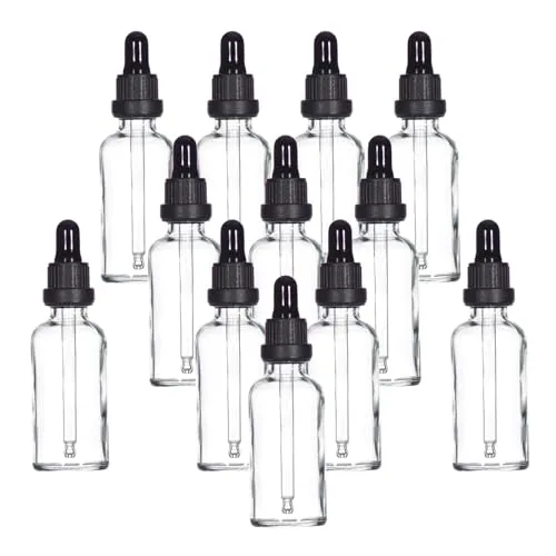 YIZHAO Pipettenflasche 50ml Klar, Apothekerflasche mit Pipette Glas, für Ätherisches Öl, Aromatherapie, Massage, Düfte, Labor, Kosmetik, Reisen – 12 Pcs