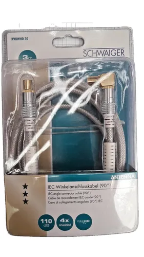 Antennen Anschlusskabel (110 dB), Kabellänge 3 m IEC Winkelanschlusskabel Neu