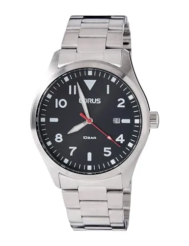 Lorus Herren Analog Quarz Uhr RH923QX9 - Armbanduhren für Herren, mit robustem Edelstahlgehäuse, wasserdicht bis 10 BAR und hochwertigem Metallarmband für maximalen Tragekomfort.