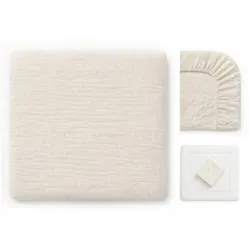 BABEES Wickelauflagenbezug Wickelauflagenbezug 100% Baumwolle Musselin Bezug für Wickelauflage, 85x75 und 75x75 cm weicher Wickeauflagenüberzug atmungsaktiv waschbar beige