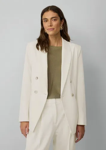 s.Oliver BLACK LABEL Jackenblazer mit Reverskragen - Eleganter Business-Blazer in Weiß, slim fit mit Reverskragen, ideal für stilvolle Auftritte im Büro oder bei besonderen Anlässen.