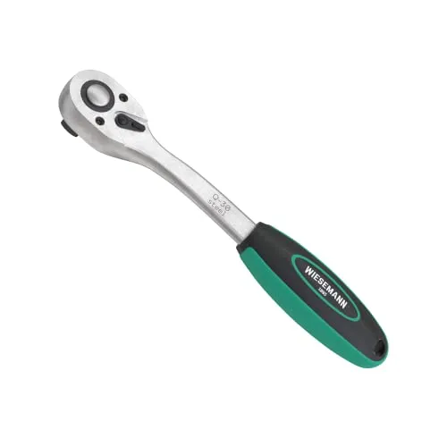 WIESEMANN 1893 Grosse Hebel-Umschaltknarre 1/2 Zoll - Ratschenschlüssel mit 72 Zähnen, ideal für präzises Arbeiten. Der Zweikomponenten-Griff sorgt für optimalen Halt und Komfort.