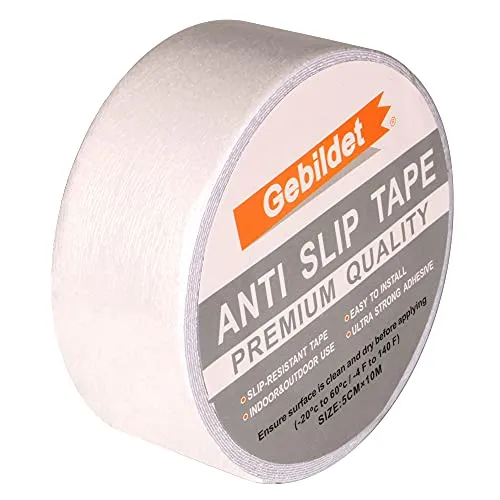 Gebildet Premium Qualität Antirutsch Klebeband 10m × 5cm, Antislip selbstklebend Band, Grip Tape Sicherheitsband fur Treppen/Schritte (Transparent)