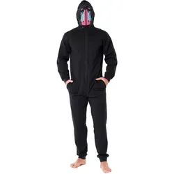 Ladeheid Schlafanzug Herren Schlafoverall aus Baumwolle Jumpsuit mit Kapuze LA40-235 - Bequemer Herren Pyjama aus 100% Baumwolle mit tierischem Design, ideal für Pyjama-Partys oder als Freizeitanzug. Mit praktischem Reißverschluss für einfachen Zugang.