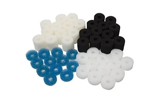 LTWHOME Schaum feine grobe Kohlenstoff Filter Pads Serie Passt für Eheim Cartridges Aquaball 2208 2210 2212/60 130 180 (Packung mit 48)