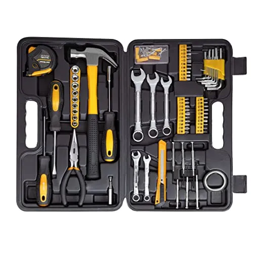 CARTMAN 148-teiliges Werkzeugset – Allgemeines Handwerkzeug-Kit mit Kunststoff-Werkzeugkoffer, Automobil-Werkzeugsatz in Gelb