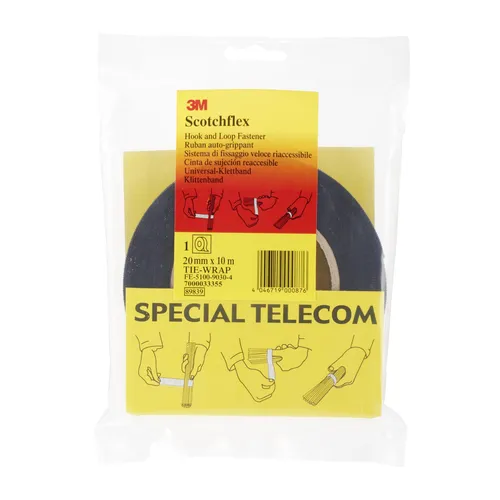 3M Scotchflex Universal-Klettband - 20 mm x 10 m, ideal zur Kabelbündelung und Befestigung ohne Werkzeug