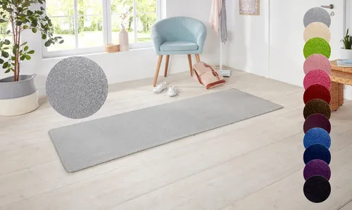 Hanse Home Nasty Läufer – Flauschiger Kurzflor Teppich in Uni Silber - Teppich für Flur, Küche, Wohnzimmer, Schlafzimmer und mehr – strapazierfähig, pflegeleicht und ideal für alle Unterböden, auch Fußbodenheizung geeignet.