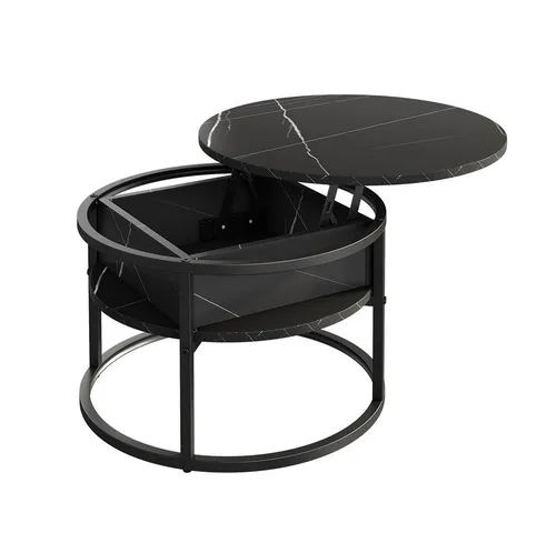 Vicco Couchtisch Marlo – Schwarz/Marmor-Weiß, 57 x 57 cm von Vicco