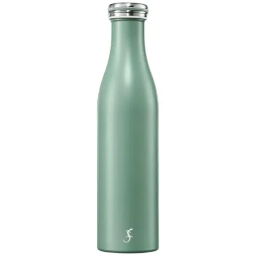 LURCH Isolierflasche Edelstahl 0,75 l Dark Salvia – Ideal für unterwegs - Hält Getränke dank innovativer Vakuum-Technologie bis zu 24 Stunden kalt und 12 Stunden heiß. Robuster 18/8 Edelstahl, auslaufsicher und perfekt für Sport, Uni oder Reisen. Kompakt und stylisch für jeden Anlass!