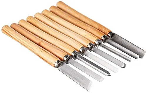 Brüder Mannesmann Drechselbeitelsatz, 8-teilig | M 691-8 - Holzwerkzeuge, ideal für präzises Drechseln mit polierten und geschliffenen Schneiden für beste Ergebnisse.