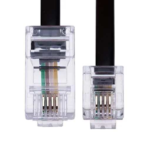 1m RJ11 bis RJ45 Kabel Ethernet-Modem-Daten-Telefon ASDL Patch Führen Breitband Schnelle Geschwindigkeit BT Internet-Stecker 6P4C bis 8P8C Eben Kompatibel mit Modem, Router, Festnetz (Schwarz)
