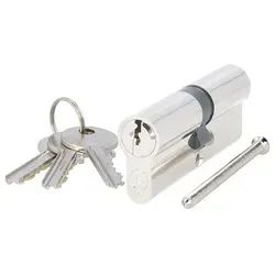 MS Beschläge Profilzylinder Doppelzylinder Messing vernickelt Schließzylinder, Türzylinder gleichschließend 40/40mm silberfarben 40/40 mm