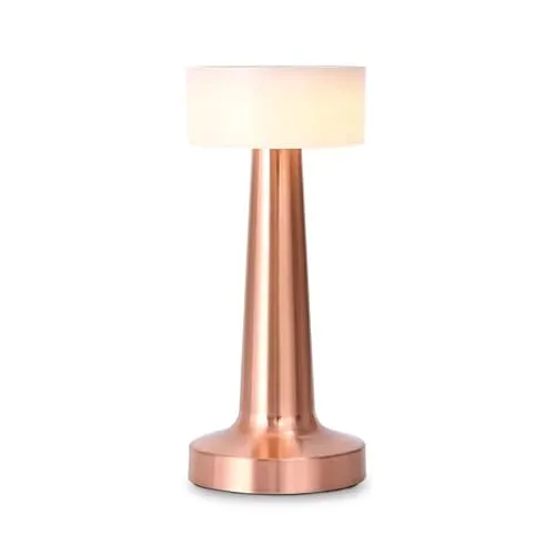 Luxus - Tischlampe Touch - Isabel - Rosé - H21 x Ø9 - Terrassenlampe - Schreibtischlampe - LED - Wiederaufladbar - Dimmbar - Kabellos - Tischlampe für innen und außen
