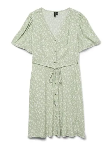 VERO MODA Vmalba Ss Short Dress WVN Ga Noos in grün von VERO MODA