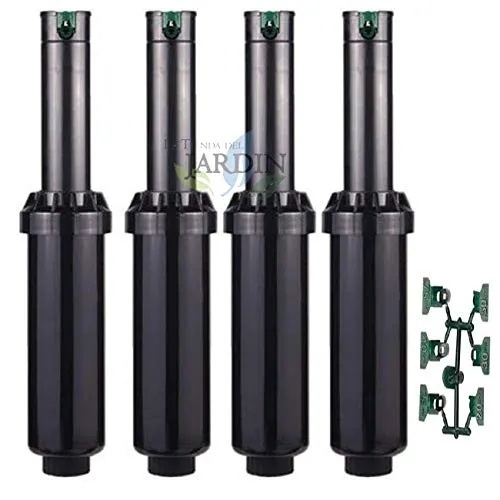 Hunter SRM-04 Sprinkler 4er-Pack - Sprinkler für automatische Bewässerungsanlagen mit einstellbarem Bewässerungswinkel und einer Reichweite von 4 bis 9,4 m – ideal für effiziente Gartenbewässerung.