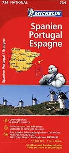 Michelin Spanien / Portugal: Straßen- und Tourismuskarte (MICHELIN Nationalkarten, Band 734)