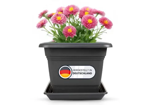 Centi Pflanzkübel XXL Pflanzkübel anthrazit mit Untersetzer (1er-Set)