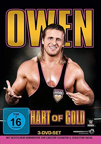 Owen Hart - Hart of Gold [3 DVDs] - Erleben Sie die packende Karriere von Owen Hart auf 3 DVDs. Ideal für Wrestling-Fans, die die besten Momente und Kämpfe hautnah erleben möchten.