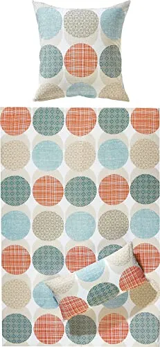 REDBEST Bettwäsche Seersucker blau-rot Größe 1x 155x220 cm + 1x 40x80 cm