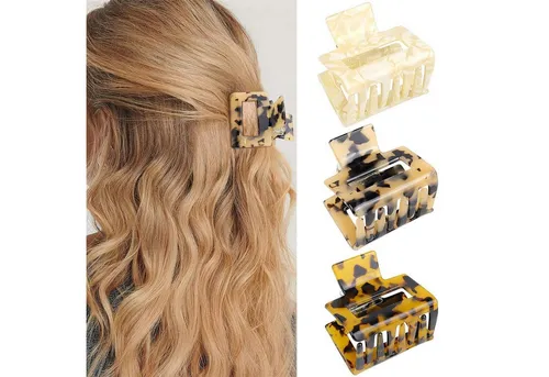 LuxusKollektion Haarklammer Haarklammer Set Leopardenmuster Damen Mittelgroß Acetat Claw Clip 3