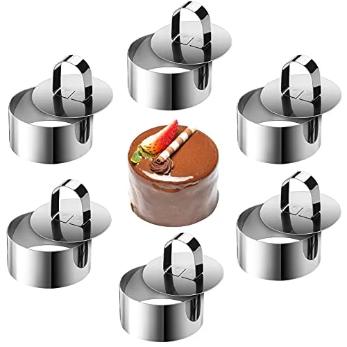 Stück Dessertringe und Speiseringe Set, 8 cm Tortenring in Hochwertiger Edelstahl, Backring 6 Lebensmittel Pressen, Runde Dessertringe für Kochen und Backen 6