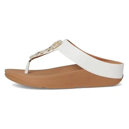 Fitflop Damen Fino Crystal-Chain Sandale, weiß, 41 EU - Wanderschuhe mit ergonomischem Design für optimale Körperausrichtung und natürliche Fußgewölbeunterstützung, ideal für Alltag und Freizeit.