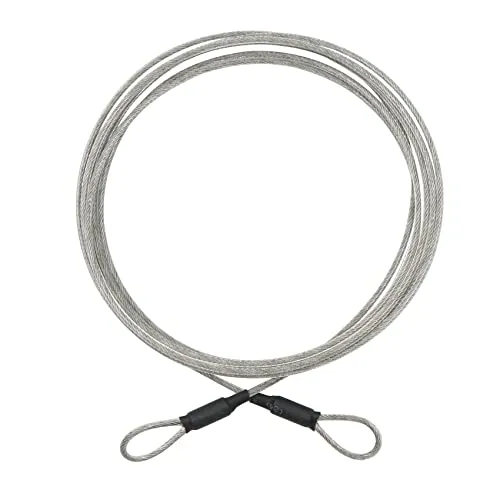 Stahlseil ummantelt mit Ösen Diebstahlsicherung - Stahlkabel mit Schlaufen, Schlaufenkabel mit Kunststoff ummantelt rostfrei, Kabelschloss für Gartenmöbel, Terrassenmöbel, Fahrrad. Länge: 3m