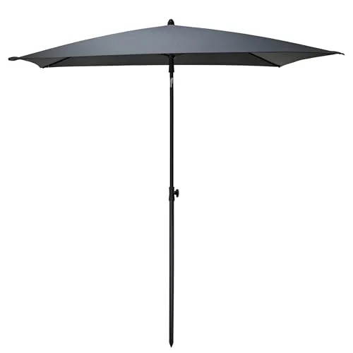 Grau Balkon Sonnenschirm mit Knickgelenk - 125 x 200 cm - Rechteckiger Gartenschirm mit UV-beständiger Bespannung, verstellbarem Neigungswinkel und stabilem Metallgestänge – ideal für Balkon, Garten und Terrasse.