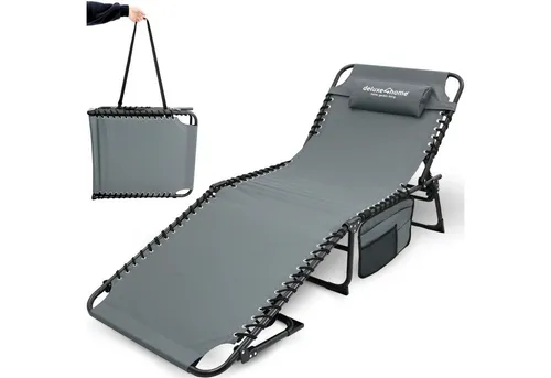 deluxe4home® Gartenliege Sonnenliege 5-stufig verstellbar - Klappbare Liege für Garten und Strand, bietet 5-stufige Verstellbarkeit für optimalen Komfort und kommt mit praktischen Seitentaschen.