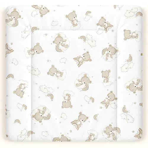 Wickelauflage – Baby Wickelunterlage aus Baumwolle – Beidseitige Wickelauflage für Wickeltisch – Baby Wickelmatte – 70x70 cm (Breite x Tiefe), Teddy bears