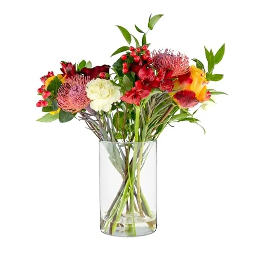 TREND FOR HOME Blumenvase H:21,5 cm Glasvase, große Zylindervase, Tulpenvase große Dekovase hoher Glaszylinder mit Fuß Vase | Ø 13,5 cm | Fleur