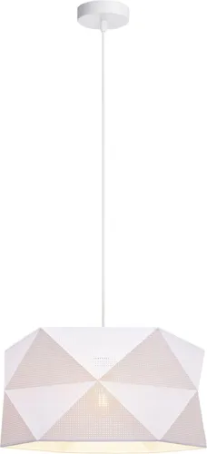 Pendelleuchte Weiß Gold Stoff Schirm Ø70 cm - Modernes Design für Esstisch - Deckenlampe in elegantem Weiß und Gold, ideal für den Innenbereich. Mit Ø70 cm sorgt sie für stimmungsvolles Licht in Wohnzimmer, Esszimmer und mehr.