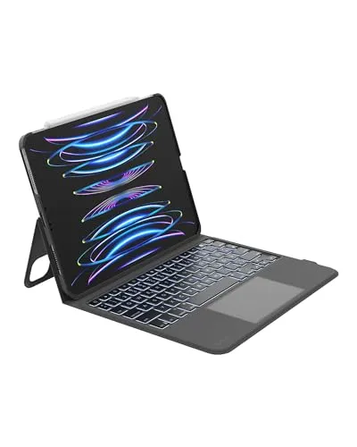 Belkin Everyday Tastatur mit Hülle und Halter für iPad - Tablet Tastatur mit hinterleuchteten Tasten und Multi-Gesture-Steuerung für optimale Produktivität, ideal für iPad Air M2 und Pro 11