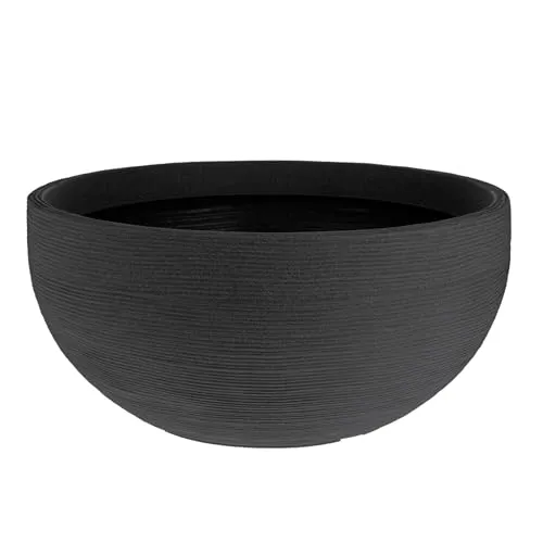 XXL Pflanzkübel im Rillen Design - 58 cm Rund - Garten-Zubehör, wetterfester und UV-beständiger Kunststoffkübel für lange Haltbarkeit im Innen- und Außenbereich.