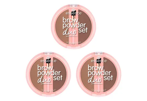 Essence Augenbrauen-Puder brow powder duo set, 3-tlg., Natürliche Definition der Augenbrauen, präzise Anwendung, verblendbar.