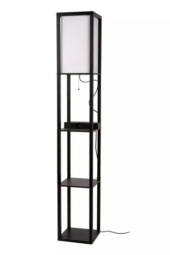 Licht-Erlebnisse Stehlampe URELO, ohne Leuchtmittel, Stoff Holz 162,7 cm Schwarz Beige E27 Modern