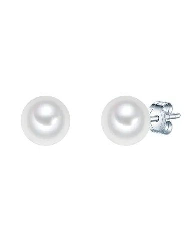 Rafaela Donata Damen Ohrstecker aus 925/- Sterling Silber - Ohrringe für Damen mit eleganten Rund Muschelkernperlen, ideal für jeden Anlass und in hübscher Geschenkverpackung.