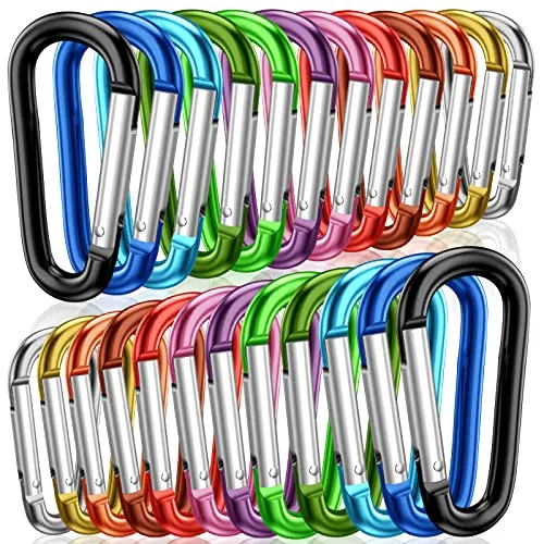 STURME 24 Stück Karabiner klein Mini Karabinerhaken Aluminium Feder Link Schlüsselkette Langlebig Verbessert für Camping, Angeln, Wandern oder Reisen 51mm