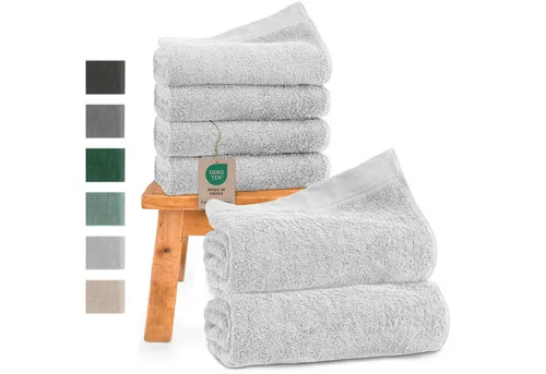 Hausfelder Handtücher Set: 2 Badetücher + 4 Handtücher, 100% Baumwolle - Handtücher Set aus 100% Baumwolle, 500 g/m², weich und saugfähig, ideal für luxuriösen Komfort im Badezimmer.