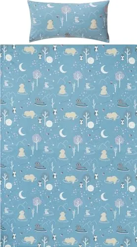 Erwin Müller Kinder-Bettwäsche Biber blau 135x200 cm - Bettbezüge für Kinder mit tierischem Motiv und Marken-Reißverschluss, aus 100% Baumwolle, pflegeleicht bei 60° waschbar und ideal für einen gemütlichen Schlaf.